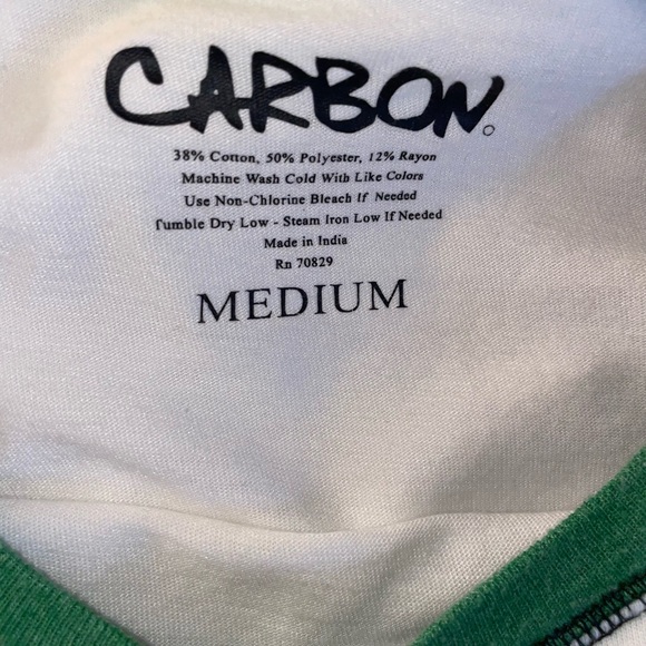 Mens 3/4 length sleeve tee. Size medium. White and green. - Picture 4 of 5